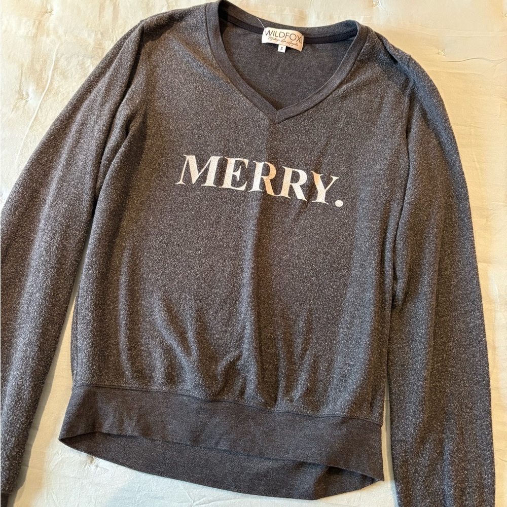 Wildfox Charcoal V-Neck Sweater
